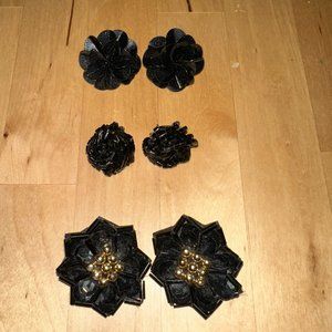 Vintage Black Beaded Stud Earring Bundle